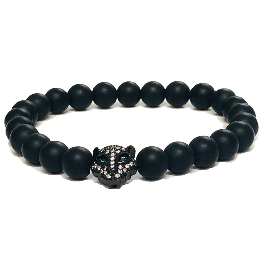 Black Panther Gem Bead Bracelet Wristband Men